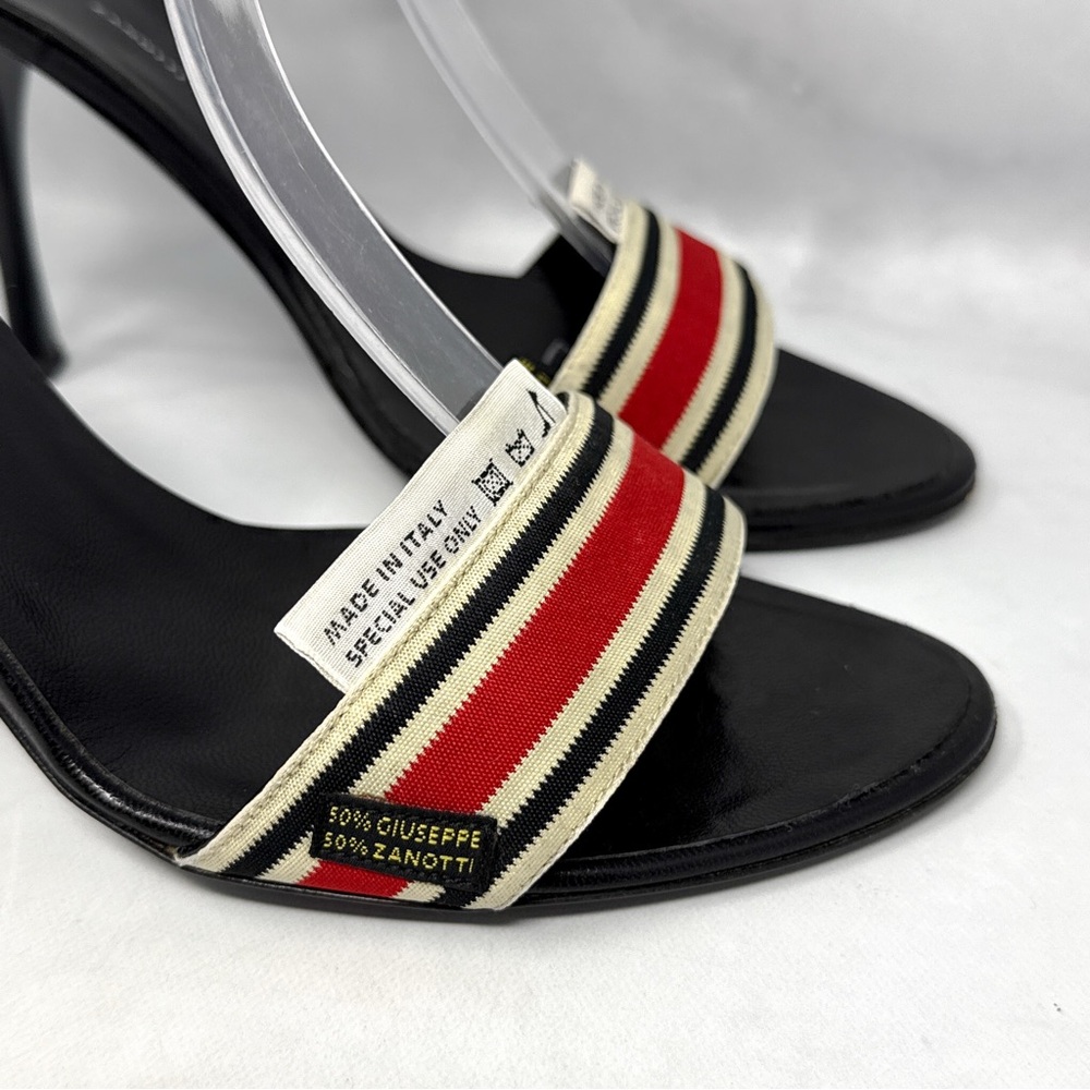 Giuseppe Zanotti Vicini Vintage Y2K Care Tag Leather Ankle Tie Sandal Heels 8 - Picture 7 of 16